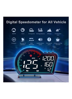 SYOSI HUD Digital Speedometer for Car Universal Heads Up Display Oversize Screen Large LCD MPH Speed Fatigued Diving Alert Over Alarm Compass All Vehicle  - Image 3