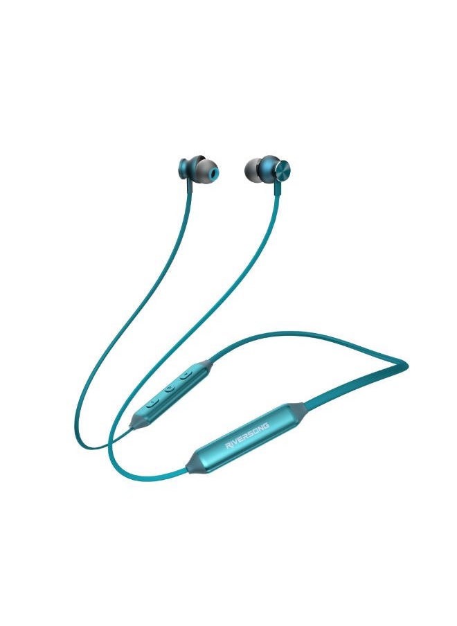 RIVERSONG - Stream L2 Wireless Neckband earphones, HD Stereo Sound, Sweat Proof, Comfort Fit, Green Color - Image 1