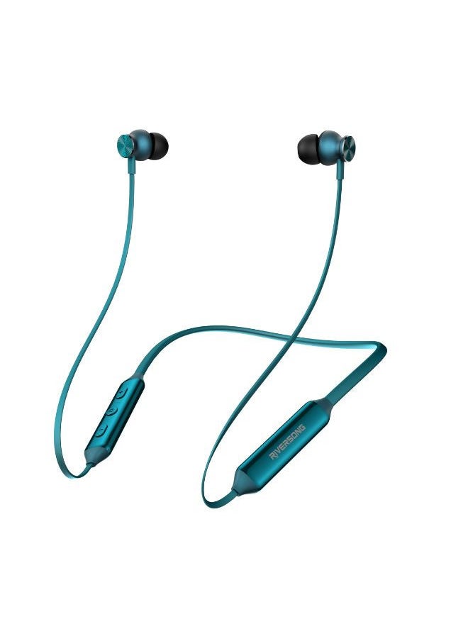 RIVERSONG - Stream L2 Wireless Neckband earphones, HD Stereo Sound, Sweat Proof, Comfort Fit, Green Color - Image 1