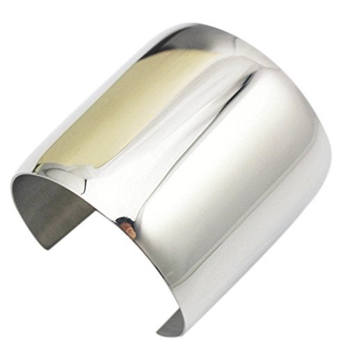 COUYA Silver Wide Cuff Bracelet Stainless Steel Smooth Polish Bangle for Women Ladies - Image 1