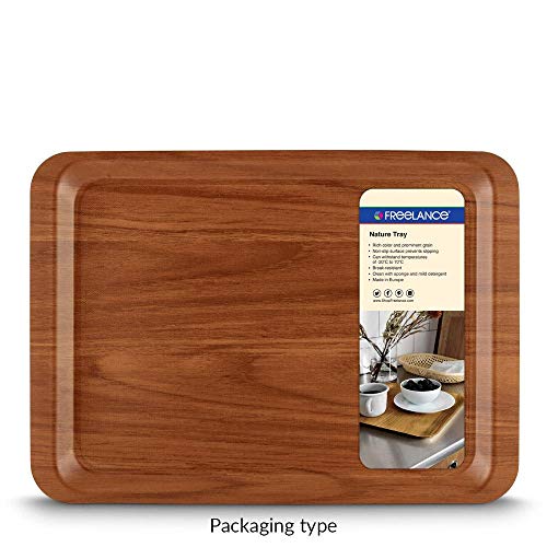 Freelance Nature Kraft Serving Tray Beige, 32x44 cm, Rectangle, Non-Slip Surface, Decorative Anti-Skid Kitchen & Dining/Coffee Table Trays for Breakfast/Food/Tea - Brown, Made in Europe - Image 3