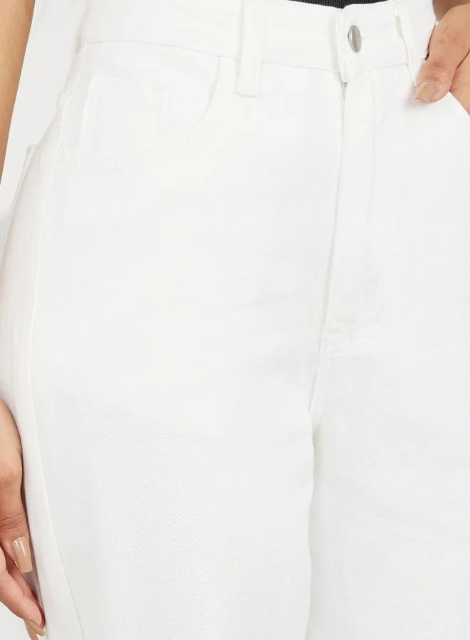 Styli White High Rise Wide Leg Jeans for Women | Best Price UAE