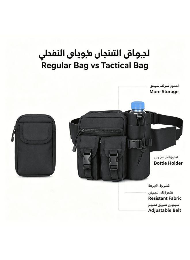 حقيبة خصر تكتيكية متعددة الوظائف مع حامل زجاجة ماء، حقيبة خصر خارجية قابلة للتعديل للرحلات، ركوب الدراجات، التخييم والرياضة - Image 2