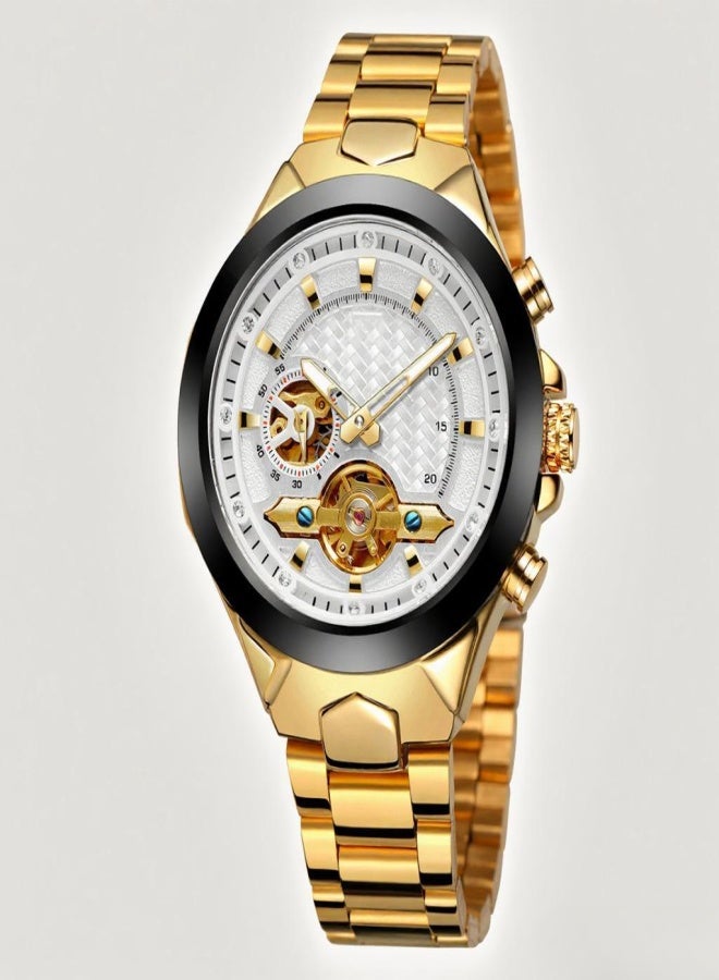 فورسينينج ساعة يد رجالية أوتوماتيكية ميكانيكية بشاشة مضيئة، مناسبة للعمل والمناسبات الرسمية. - Image 1