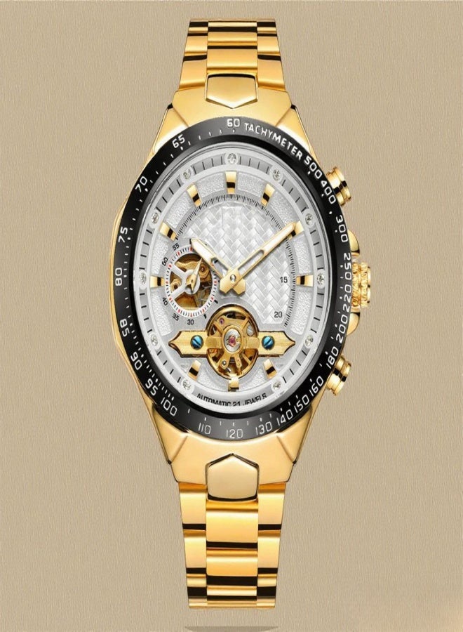 فورسينينج ساعة يد رجالية أوتوماتيكية ميكانيكية بشاشة مضيئة، مناسبة للعمل والمناسبات الرسمية. - Image 5