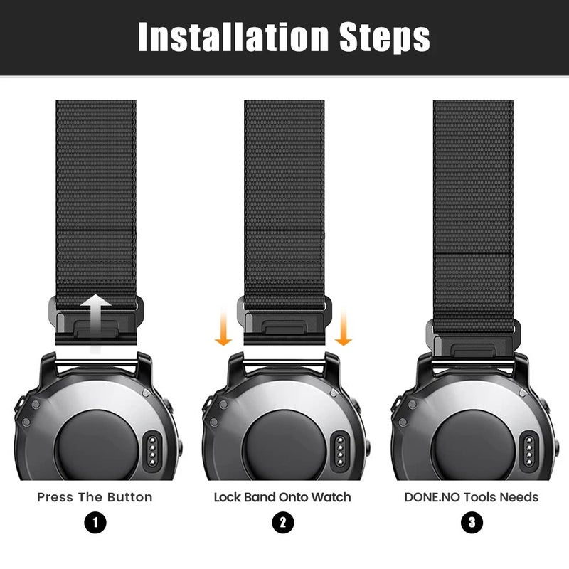 Bluejw Eraysun Fashion Nylon Sport Watch Strap 22mm 26mm for Garmin Watch Band for Fenix Forerunner Watch Nylon Woven Designed Strap - Image 5