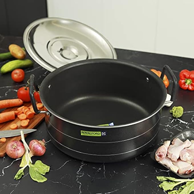 RF 41Cm Non Stick Casserole With Lid Aluminium Black - Image 3