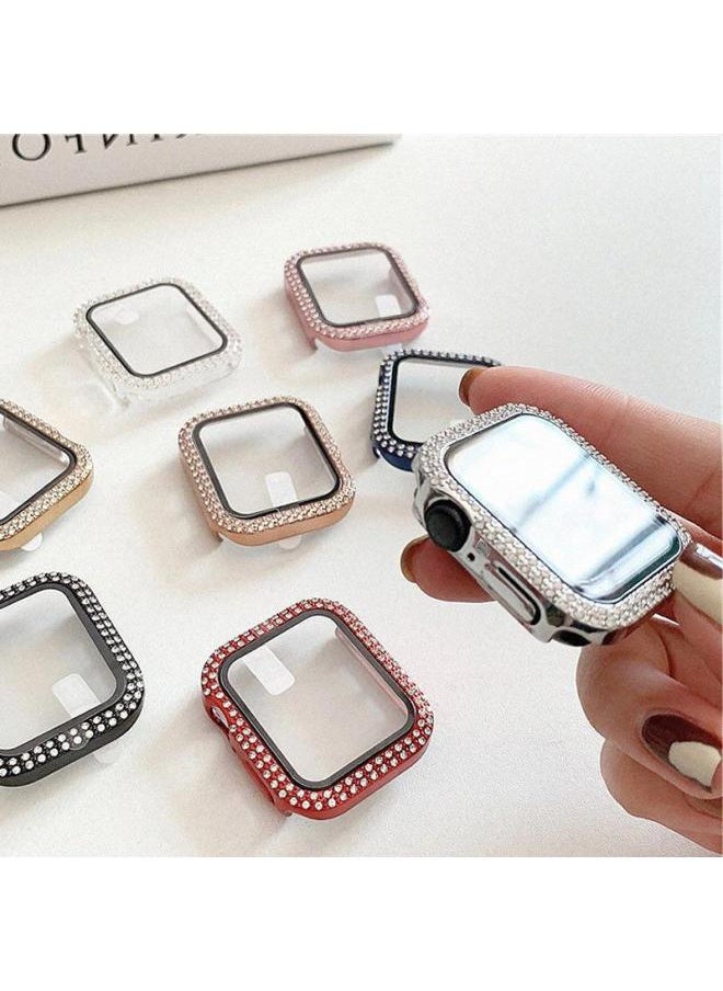 Generic - Suitable For Apple Wathc Case Electroplated Double Row Diamond With Film Iwatch987 Watch Case Protective Cover-Color:Red-Appearance Size:42mm(OPP Bag) - Image 1