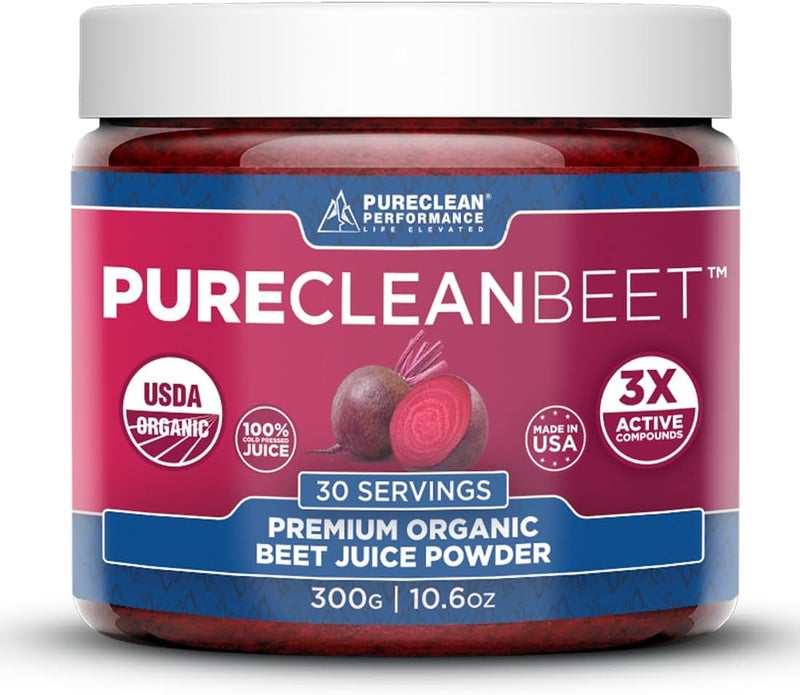PureClean Performance PureClean Beet Premium Beet Juice Powder  100 Organic Nitric Oxide Support for ClinicallyProven 3X Greater Circulation Endurance  Energy  Proudly ColdPressed Eco Friendly USA  30 Servings - Image 1