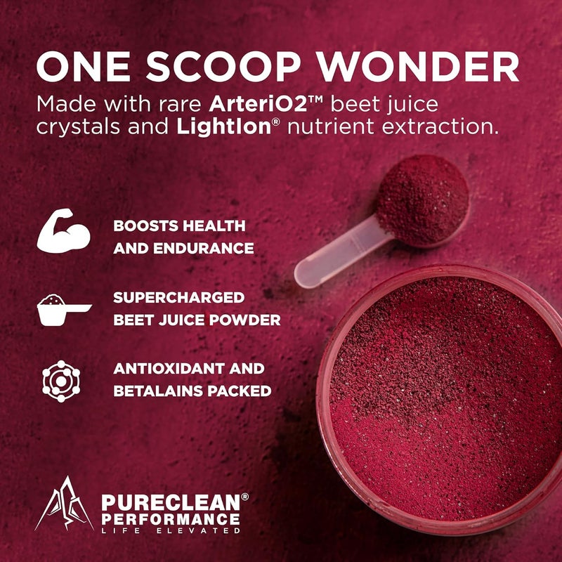 PureClean Performance PureClean Beet Premium Beet Juice Powder  100 Organic Nitric Oxide Support for ClinicallyProven 3X Greater Circulation Endurance  Energy  Proudly ColdPressed Eco Friendly USA  30 Servings - Image 3