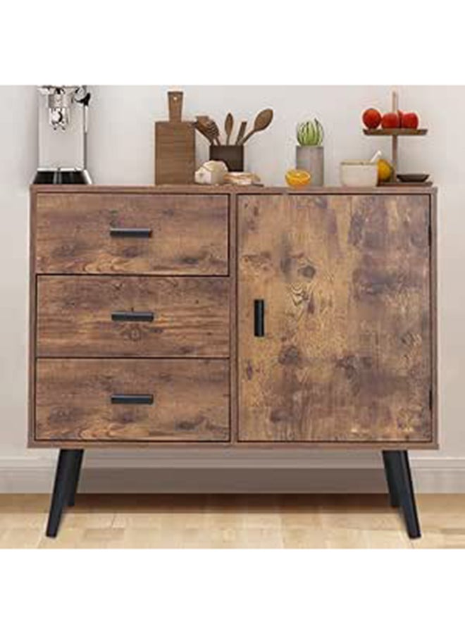 Generic Storage Cabinet With Door & 3 Drawers  Mid Century Storage Cabinet With Adjustable Shelf  Floor Cabinet For Living Room  Bedroom  Home Office Brown 