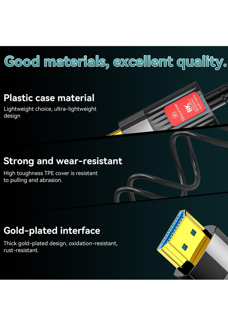SYOSI 8K 4K Fiber Optic HDMI Cable 10FT/3M, Long HDMI 2.1 Cable Support 48Gbps High-Speed 8K@60Hz 4K@120Hz Dynamic HDR/eARC/HDCP 2.2&2.3/Dolby Atmos for Monitor, TV, Projector, Gaming Console  - Image 4