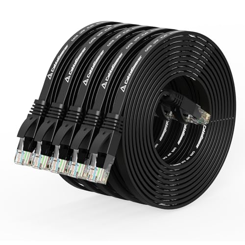 CableGeeker كابل إيثرنت Cat 6 بطول 10 قدم (5 عبوات) (بسعر Cat5e ولكن مع عرض نطاق أعلى) كابلات شبكة الإنترنت المسطحة - كابل تصحيح إيثرنت Cat6 قصير - كابل كمبيوتر أسود مع موصلات RJ45 بدون تشابك - Image 1