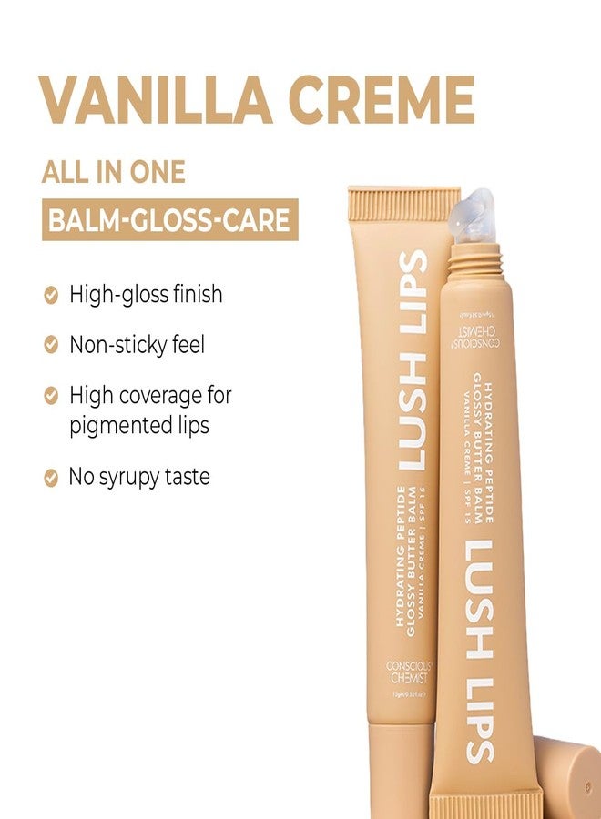 Conscious Chemist® Peptide Lip Balm SPF15 - Vanilla Creme | 24 hr Hydration & Moisturizing Lip Balm for Dark & Pigmented Lips | Sun Protection | Soothes Dry Lips & Repair Moisture Barrier - 15g - Image 1