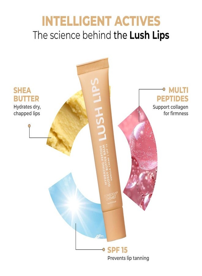 Conscious Chemist® Peptide Lip Balm SPF15 - Vanilla Creme | 24 hr Hydration & Moisturizing Lip Balm for Dark & Pigmented Lips | Sun Protection | Soothes Dry Lips & Repair Moisture Barrier - 15g - Image 2