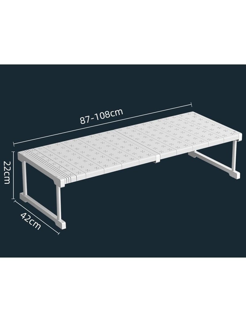LEDIN Wardrobe Tension Rack and Rod Extendable Adjustable Storage Shelf Separator Cabinet Divider Wardrobe Shoe Wardrobe Organizer DIY Bedroom (42cm Wide, Adjustable Length 87-108cm)  - Image 2