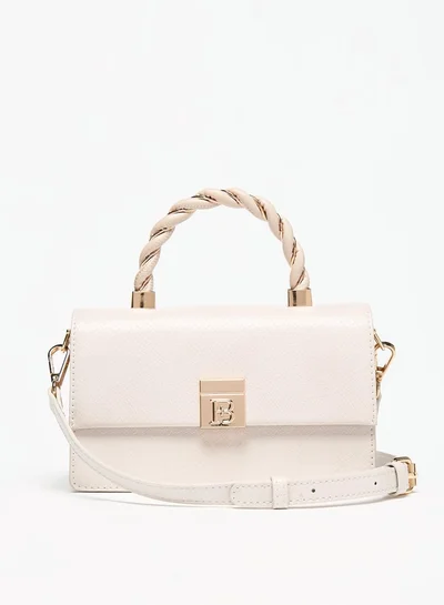 Flora Bella By Shoexpress Women Solid Satchel Bag with Braided Grab Handle and Magnetic Button Closure