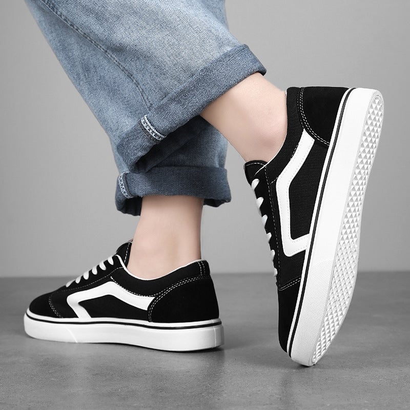 Men's Canvas Low Top Sneakers Black - Image 3