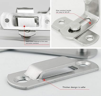 Fayby Door Lock Hardware Stainless Steel Gate Latches Bar Flip Latch Safety Door Bolt Lock Sliding Door Barn Latch Lock Suitable for Garden Bathroom Outdoor Garage Window 1 Pair_Multicolor - Image 2