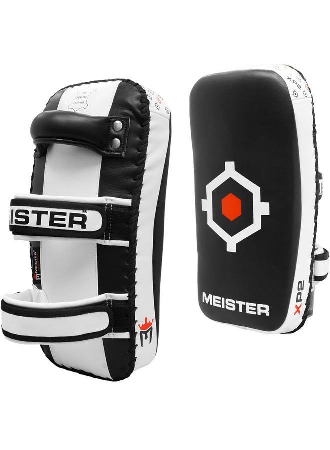Meister وسادات تايلاندية من ماستر XP2 الاحترافية المنحنية للملاكمة و MMA - جلد بقري سميك - أسود - زوج (2 وسادة) - Image 1