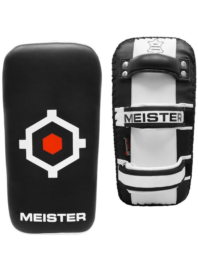 Meister وسادات تايلاندية من ماستر XP2 الاحترافية المنحنية للملاكمة و MMA - جلد بقري سميك - أسود - زوج (2 وسادة) - Image 3