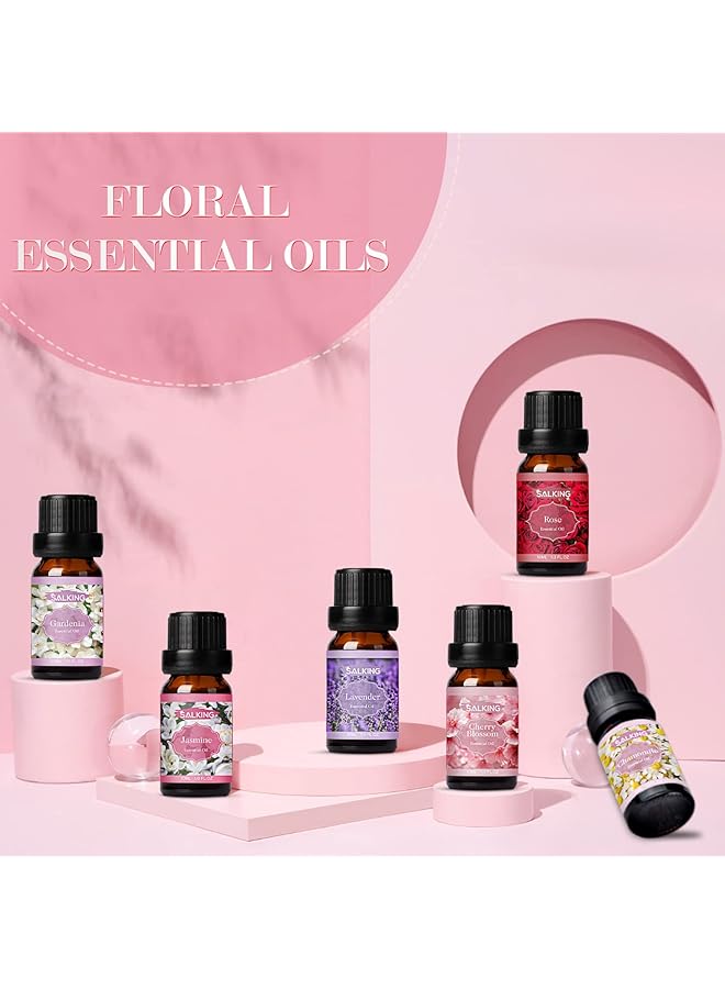 erorex Essential Oils Set 100 Percent Pure Fragrance Oil Aromatherapygift Premium Scented Oils For Diffusers 6 X 10 Ml Lavender Rose Jasmine Cherry Blossom Gardenia Chamomile - Image 2