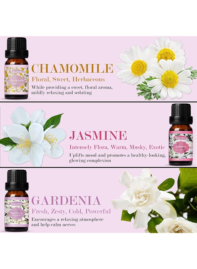 erorex Essential Oils Set 100 Percent Pure Fragrance Oil Aromatherapygift Premium Scented Oils For Diffusers 6 X 10 Ml Lavender Rose Jasmine Cherry Blossom Gardenia Chamomile - Image 4