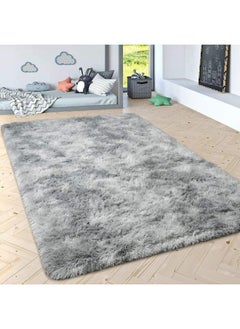 KYD Soft Rugs Fluffy Carpets Tie-Dye Rugs for Living Room Bedroom Nursery Home Decor Non-Slip Machine Washable Carpet Home Decorative Carpet 100x160 cm Grey  - Image 3