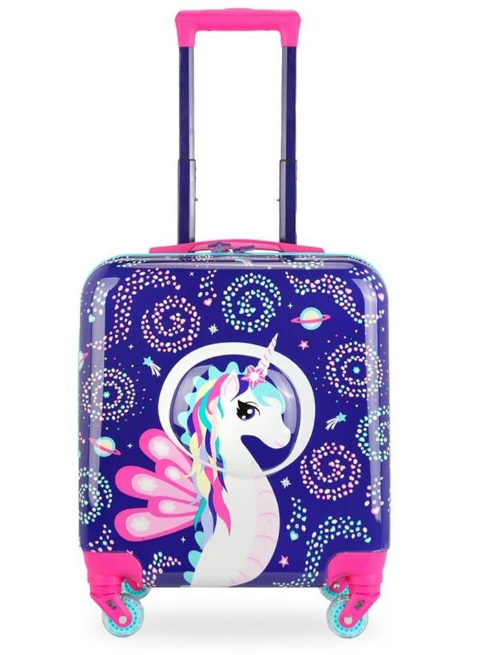 Milk & Moo Travel Luggage for Kids, 18-inch Carry-On Luggage, Kid's Luggage Trolley with 360° Glowing Light-Up Wheels, Adjustable Handle, Kids-Friendly Sized Cabin Suitcase with Name Tag - Image 2