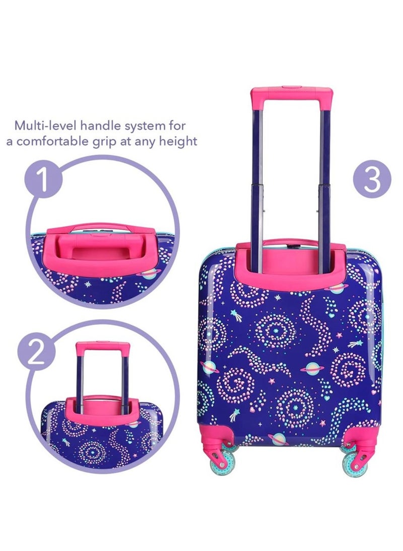 Milk & Moo Travel Luggage for Kids, 18-inch Carry-On Luggage, Kid's Luggage Trolley with 360° Glowing Light-Up Wheels, Adjustable Handle, Kids-Friendly Sized Cabin Suitcase with Name Tag - Image 5