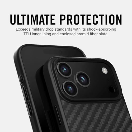 The Ridge Ridge Case Compatible with iPhone 17 PRO MAX - Compatible with MAGSAFE & Wireless Charging, Aluminum Control Buttons, Dual-Layer Construction, TPU Bumper with Drop Protection (Carbon) - Image 5