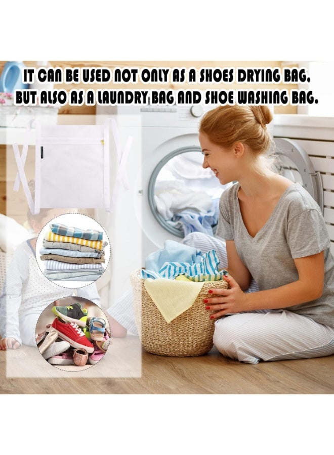 YelaJoy Sneaker Wash and Dry Net Bag for Dryer, 15.75x15.75 Inch Large Honey Comb Mesh Bags with Zipper and Strap for Shoes, Clothing, Laundry Reused Bag Tool (2 Pcs White) - Image 2