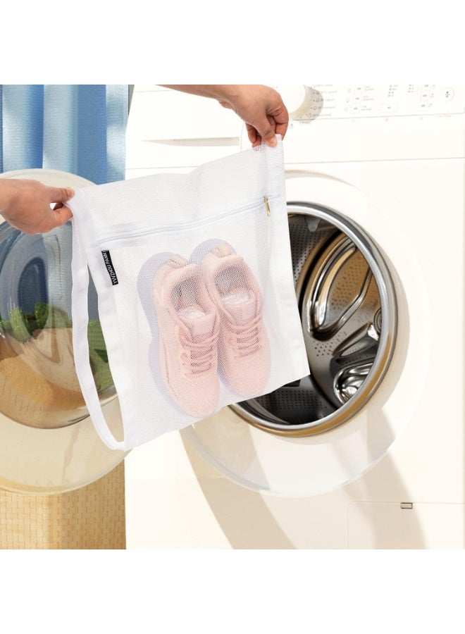 YelaJoy Sneaker Wash and Dry Net Bag for Dryer, 15.75x15.75 Inch Large Honey Comb Mesh Bags with Zipper and Strap for Shoes, Clothing, Laundry Reused Bag Tool (2 Pcs White) - Image 5