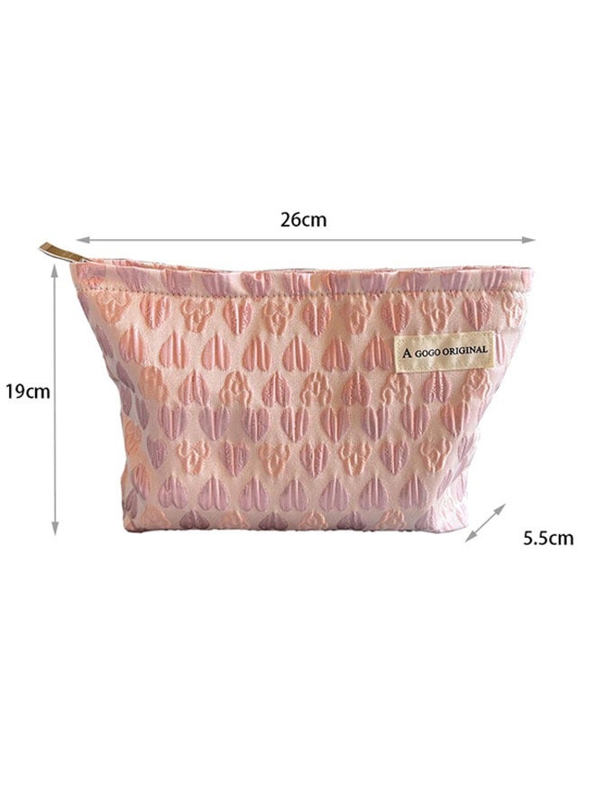iMESA Makeup Bag, Large Capacity Cosmetic Bag with Heart Pattern, Portable Skincare Pouch Bag, Zipper Toiletry Organizer Storage Pouch for Travel, Women - Image 2