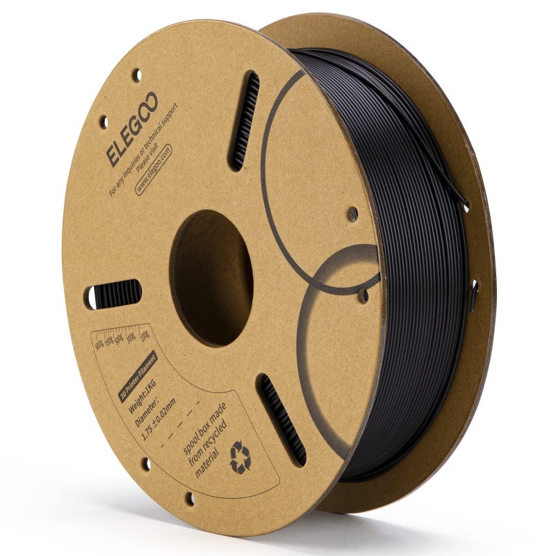 ELEGOO PLA Filament 175mm Black 1KG 3D Printer Filament Dimensional Accuracy 002mm 1kg Cardboard Spool22lbs 3D Printing Filament Fits for Most FDM 3D Printers - Image 2