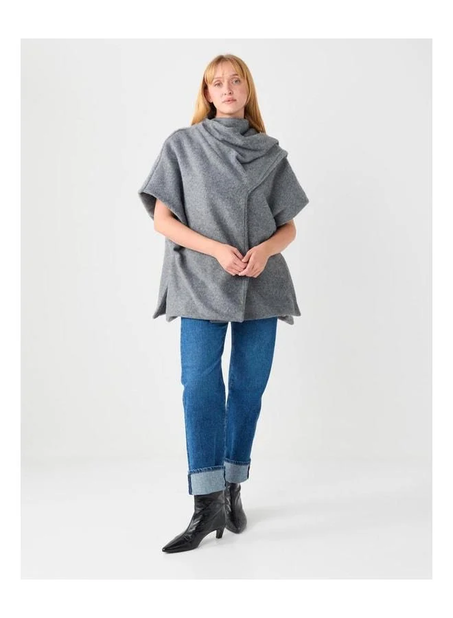 Jimmy Key Gray Comfortable Cut Polar Knit Poncho