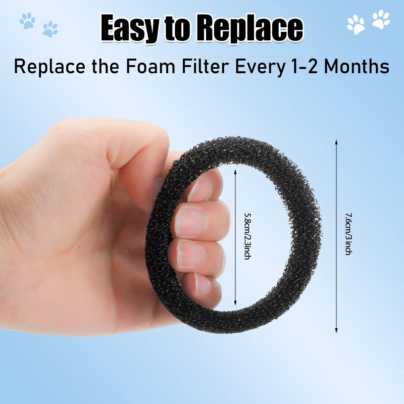 Enhon 16 Pieces Pet Fountain Foam Filters Round Sponge Black Filter Foam Cat Fountain Replacement Filter for 2.5 L/ 84 oz Stainless Steel Cat Pet Drinking Water Stay Healthy Clean - Image 5