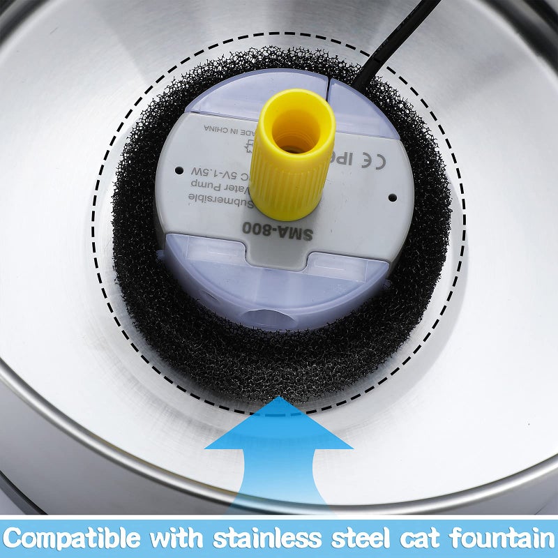 Enhon 16 Pieces Pet Fountain Foam Filters Round Sponge Black Filter Foam Cat Fountain Replacement Filter for 2.5 L/ 84 oz Stainless Steel Cat Pet Drinking Water Stay Healthy Clean - Image 3