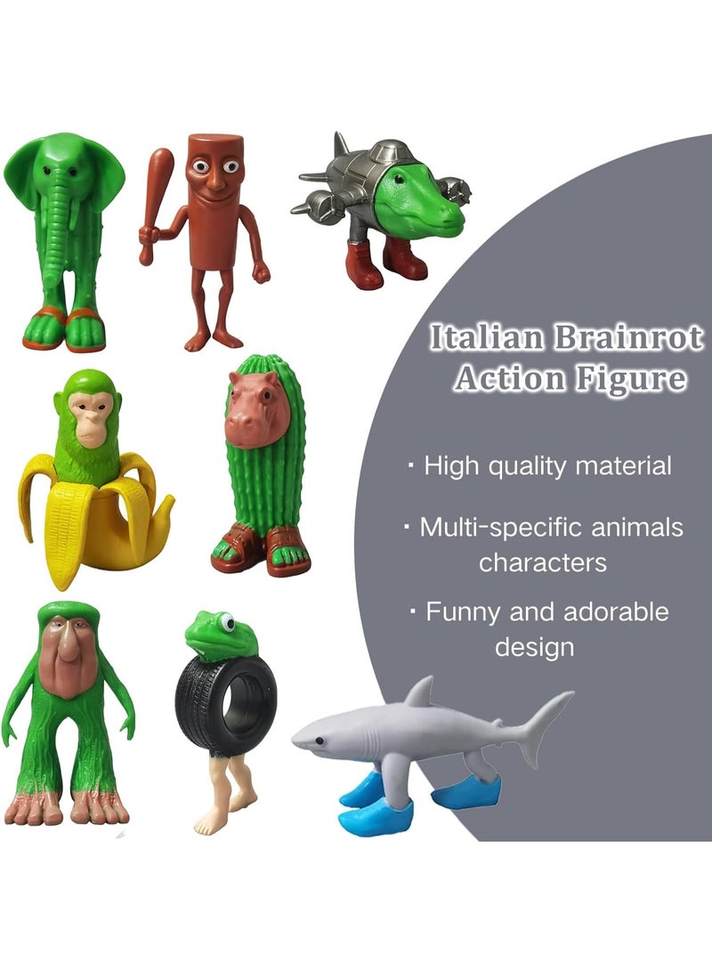 8 قطع مجسم برينروت إيطالي أكشن، مجسمات ترالاليرو ترالالالا مع تراليرو ترالالالالا، تونغ تونغ تونغ ساهور، BRR BRR باتابيم، برينروت ميمي قرش القرش القابل للتحصيل، مجسم دمية حيوانات قابلة للتحصيل هدايا للمعجبين - Image 5