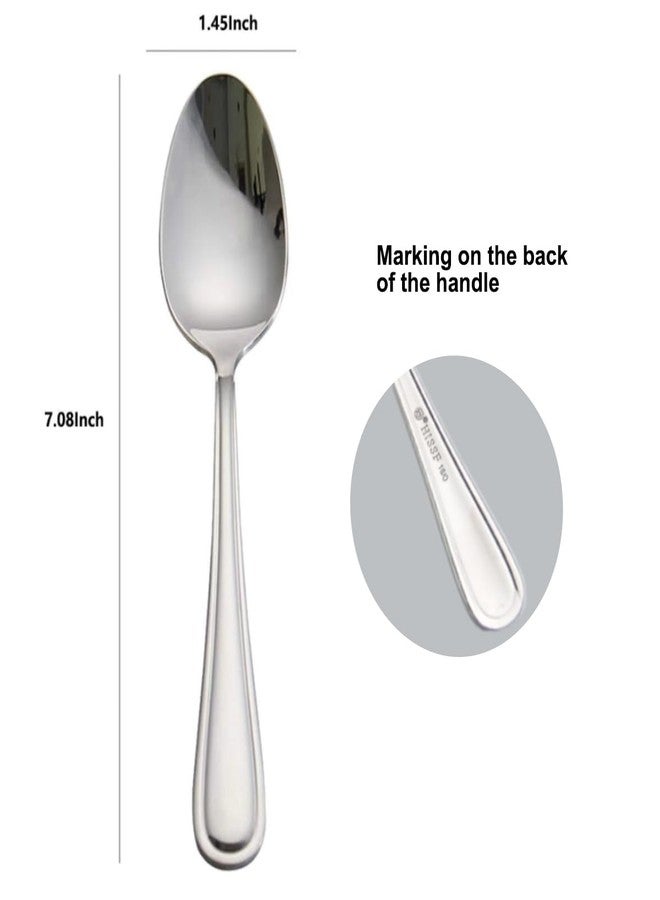 HISSF Dinner Spoons Stainless Steel 18/0 of Dessert Spoons 6 Pcs for Home, Kitchen Restaurant, Dishwasher Safe, 7.08 Inches, Silver - Image 2