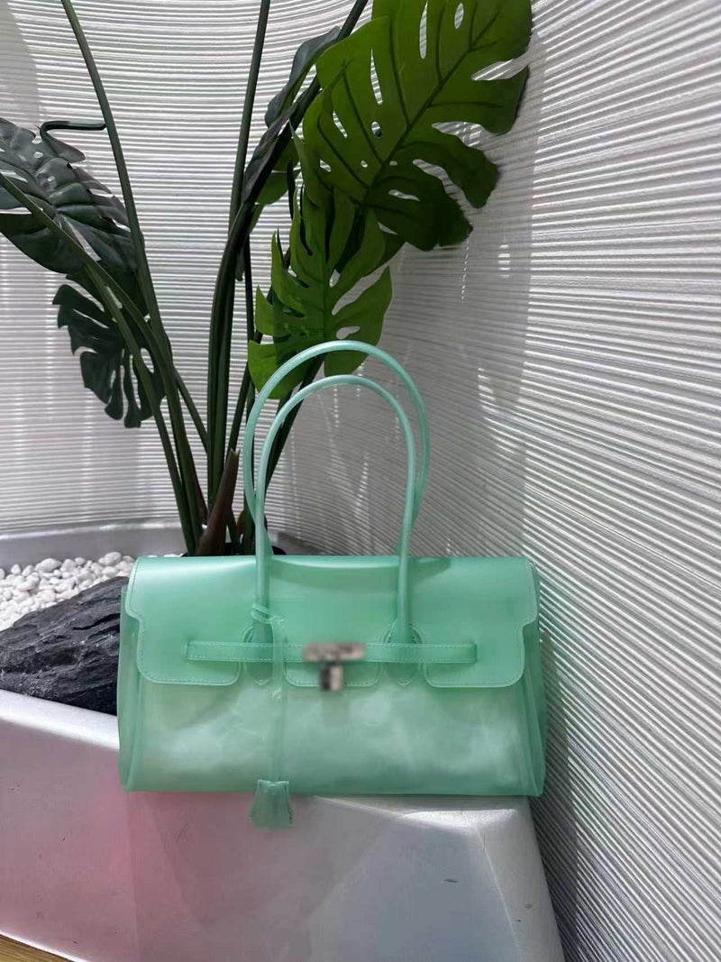 Transparent TPU Jelly Shoulder Bag for Women - 2026 Summer New Arrival, Large Capacity Korean Style Commuter Bag
