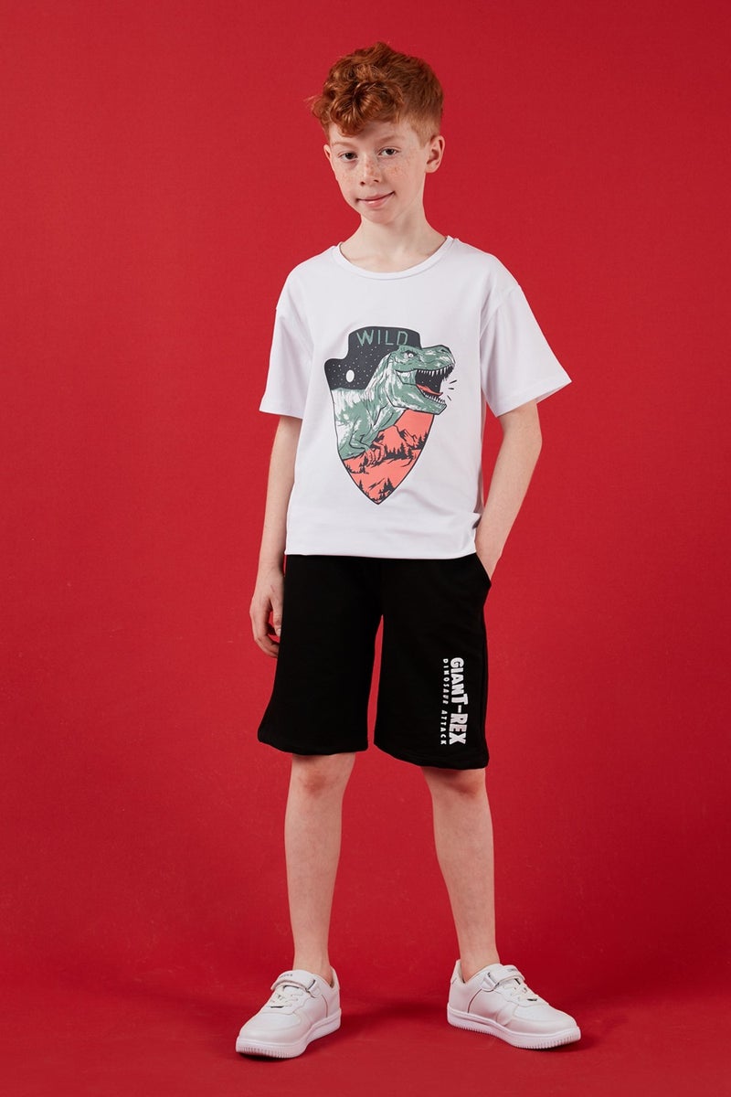 Lela Cotton Regular Fit Crew Neck Top and Bottom Set with Shorts Boy's Suit 6212018 - Image 1