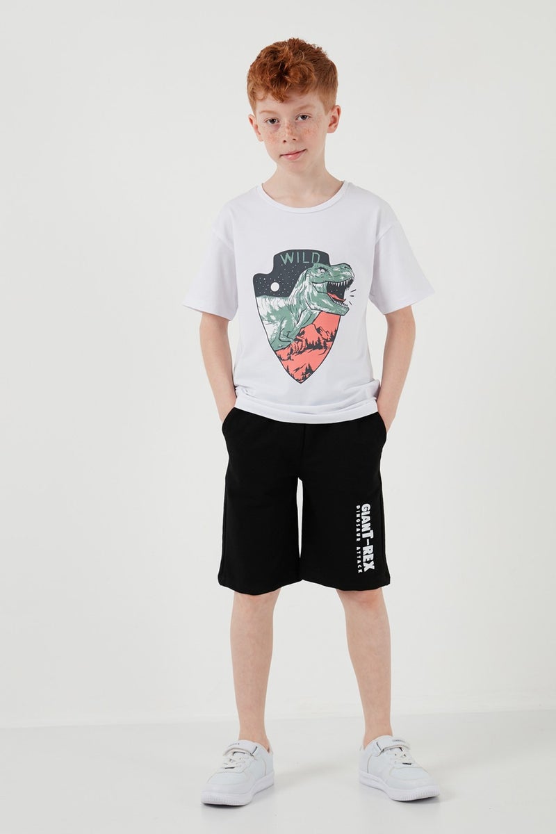 Lela Cotton Regular Fit Crew Neck Top and Bottom Set with Shorts Boy's Suit 6212018 - Image 2