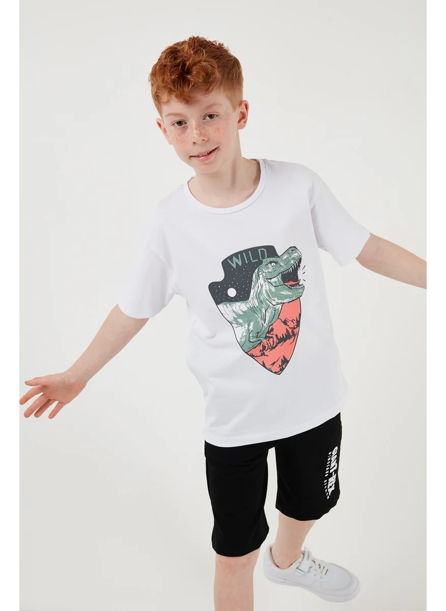 Lela Cotton Regular Fit Crew Neck Top and Bottom Set with Shorts Boy's Suit 6212018