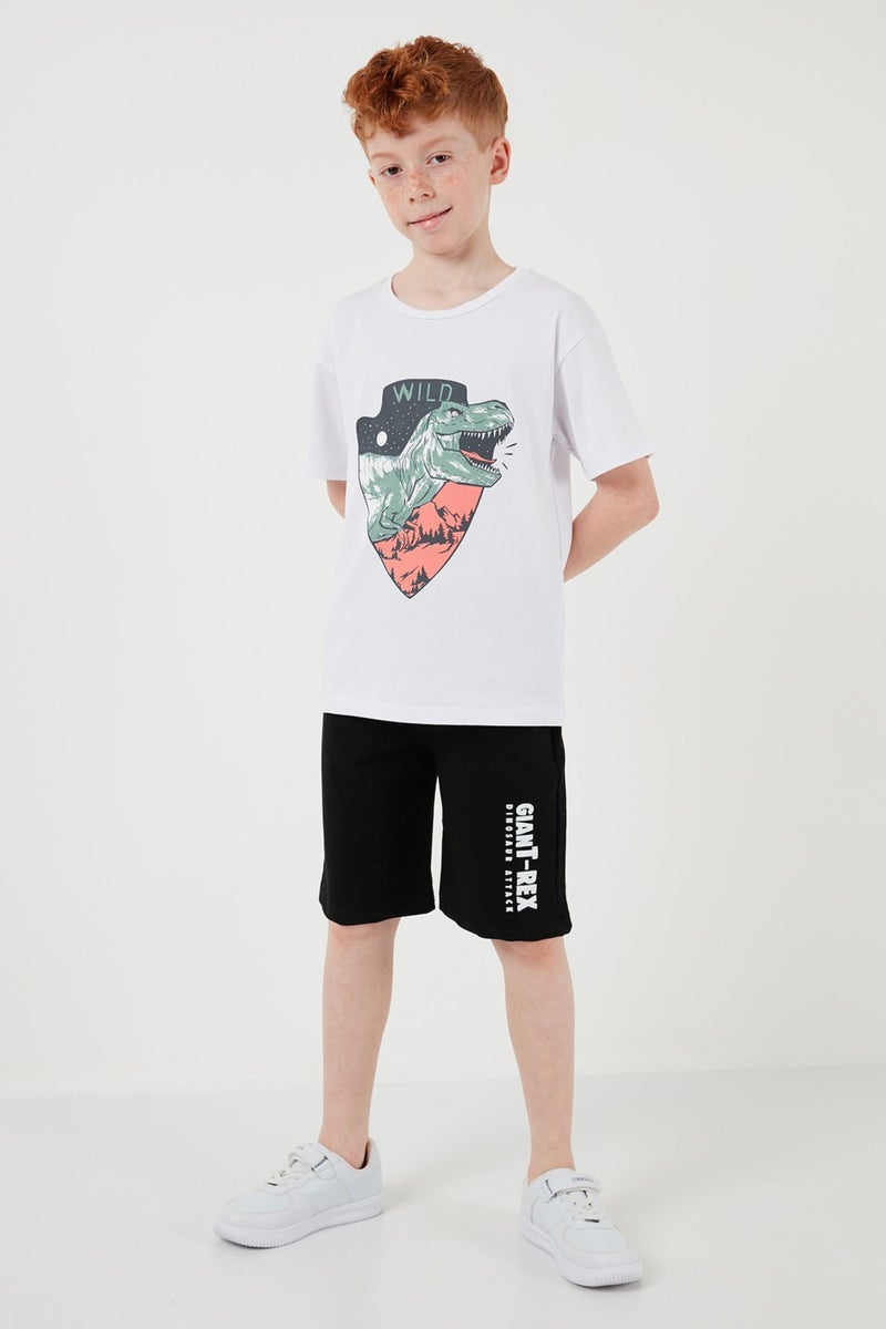 Lela Cotton Regular Fit Crew Neck Top and Bottom Set with Shorts Boy's Suit 6212018 - Image 4