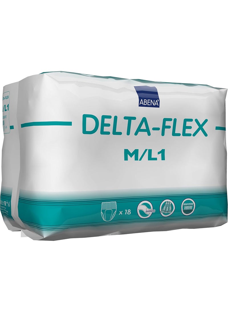 Abena Abena Delta-Flex Protective Underwear, Level 1, (Small To Extra Large Sizes) Medium/Large, 18 Count 