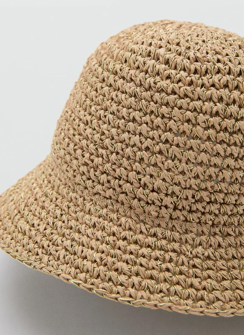 MANGO Straw Bucket Hat