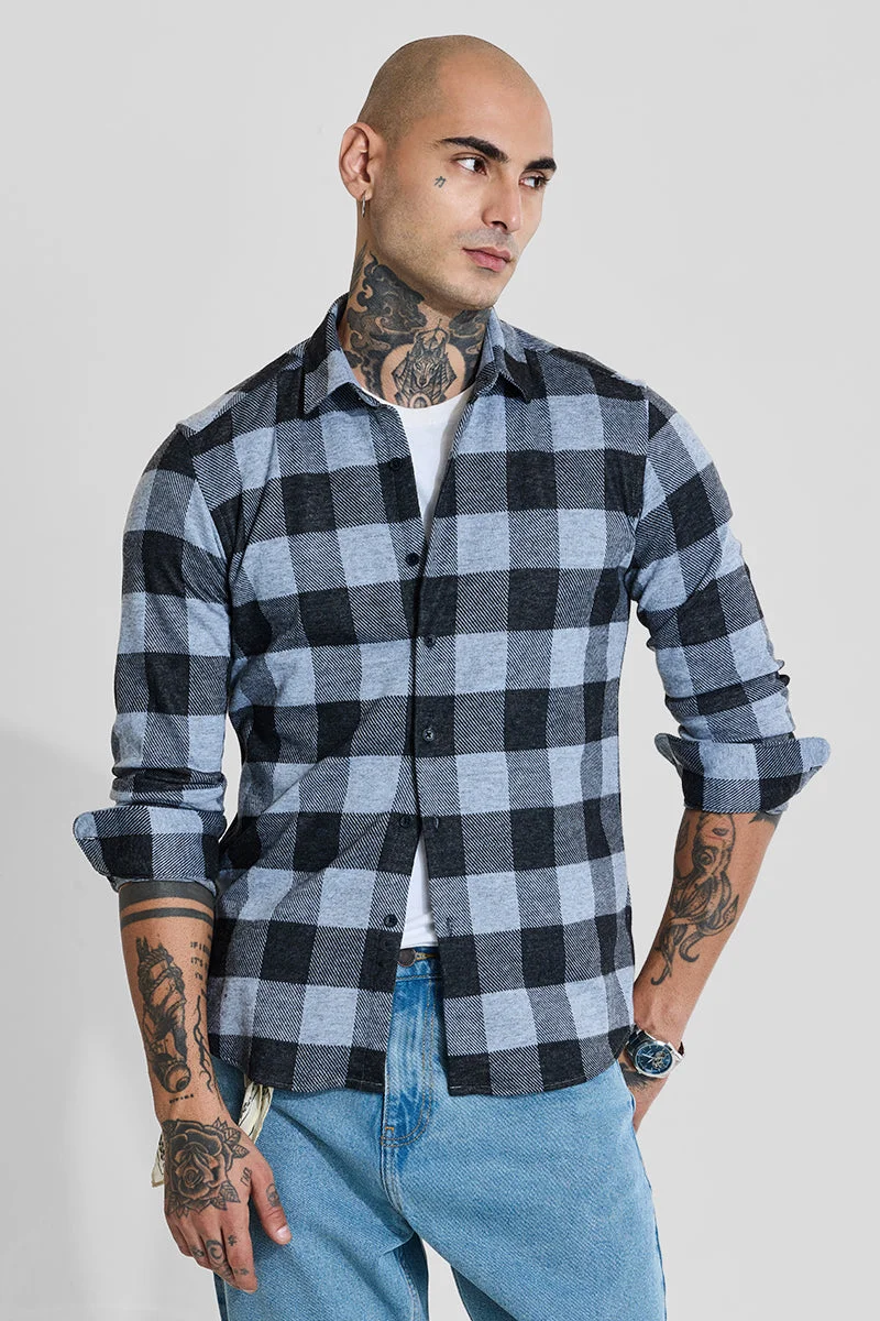 SNITCH Black Checks Slim Fit Shirt