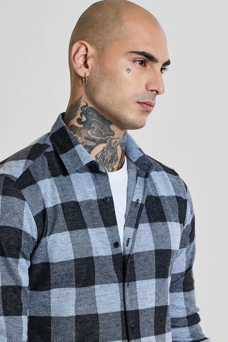 SNITCH Black Checks Slim Fit Shirt