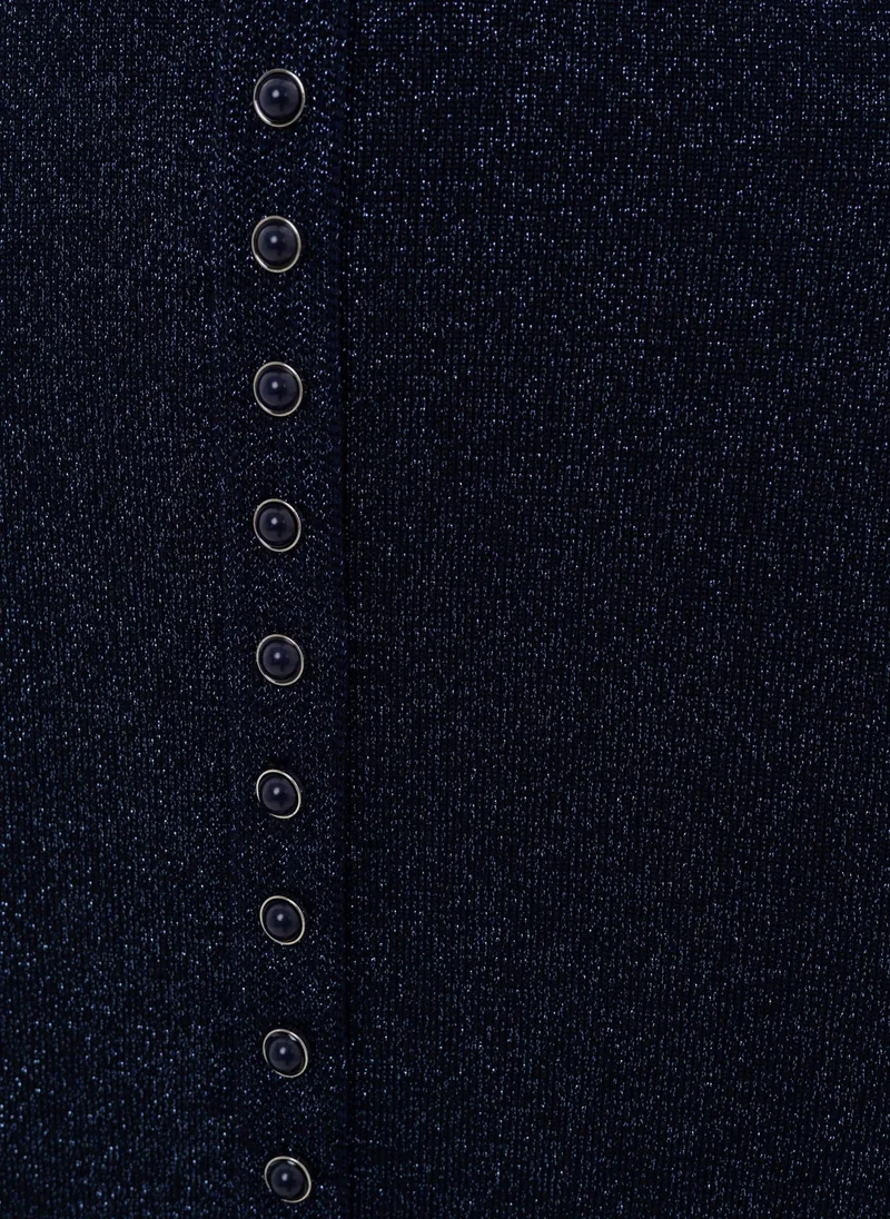 Lichi  Viscose midi dress with small matching buttons for Women | Best Price UAE